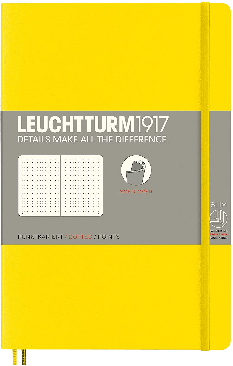 LEUCHTTURM1917 358303 Notebook Softcover Paperback (B6+), Dotted, Lemon, B6 Plus