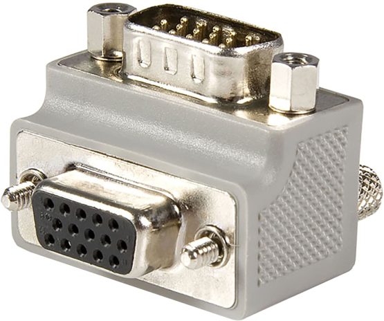 StarTech Right Angle VGA Adapter - Right Angle VGA to VGA - Male/Female - Type 2 - Male VGA to Female VGA (GC1515MFRA2), grey
