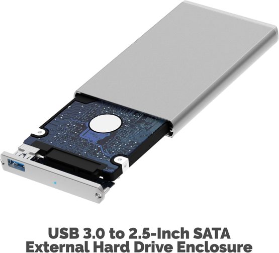 Sabrent Ultra Slim USB 3.0 to 2.5-Inch SATA External Aluminum Hard Drive Enclosure [Optimized For SSD, Support UASP SATA III] Silver (EC-UM30) - Image 2