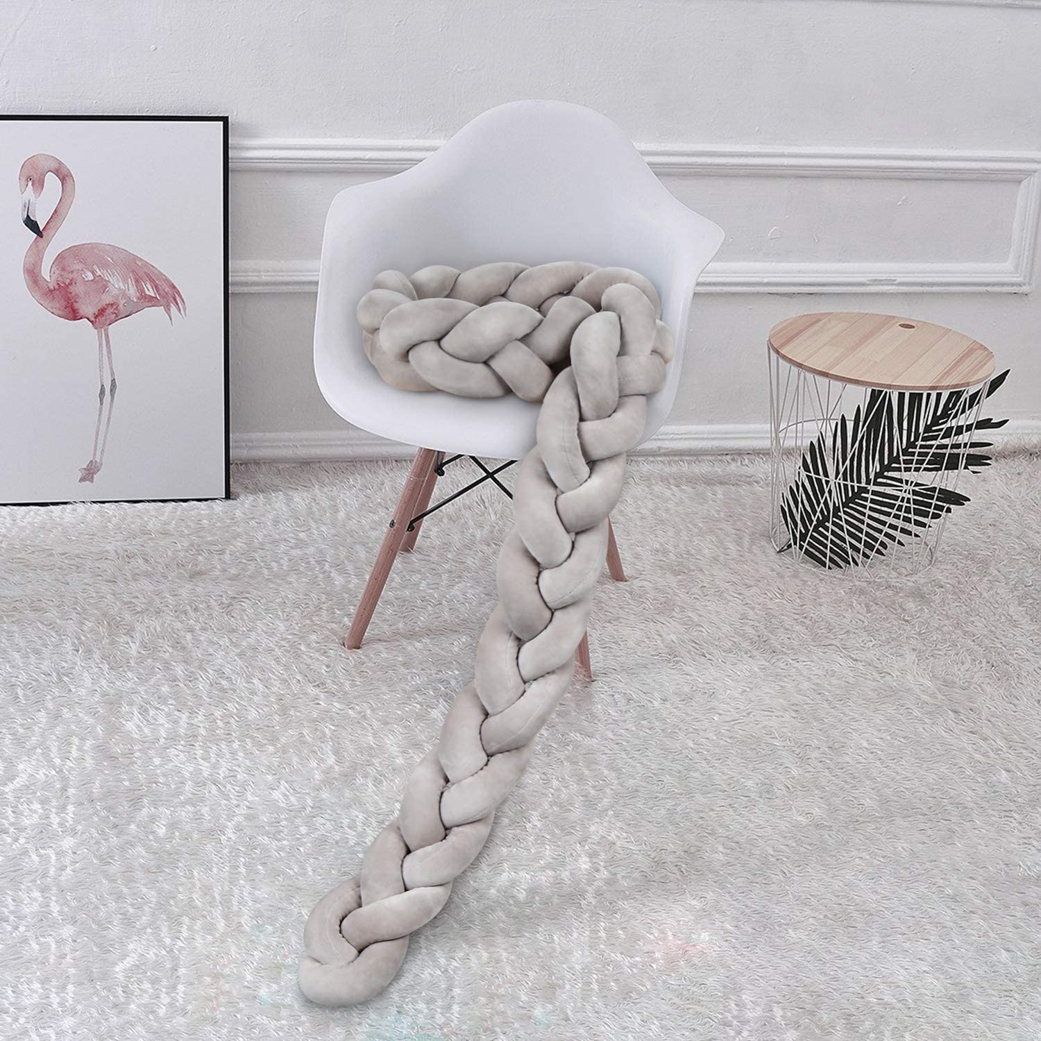 Luchild Braided Crib Bumper, 78.7 inch/2m Baby Cot Bumper, Crib Bumper