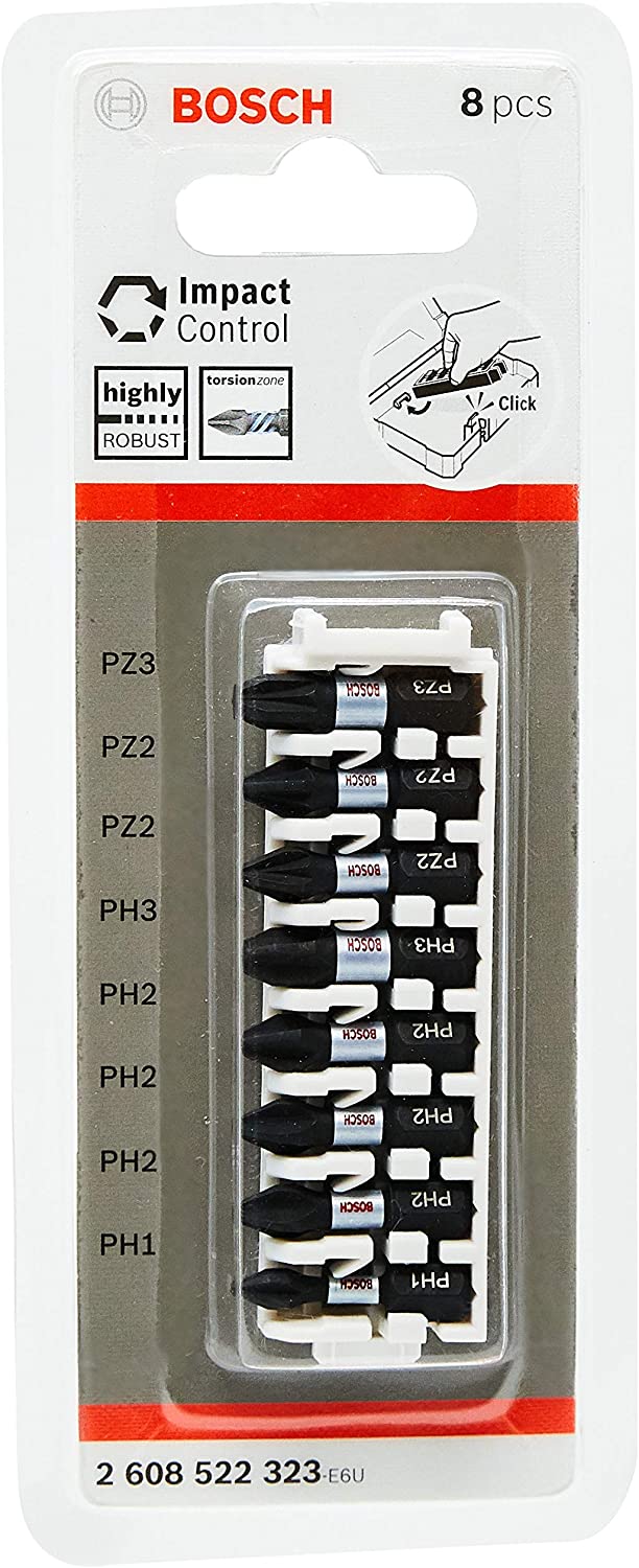 Bosch 8X PRO Impact Mixed Pack (170 x 70 mm, Professional Accessory Screwdriver, Screwdriver), Multicolor, PH1/PH2/PH3/PZ1/PZ2/PZ3