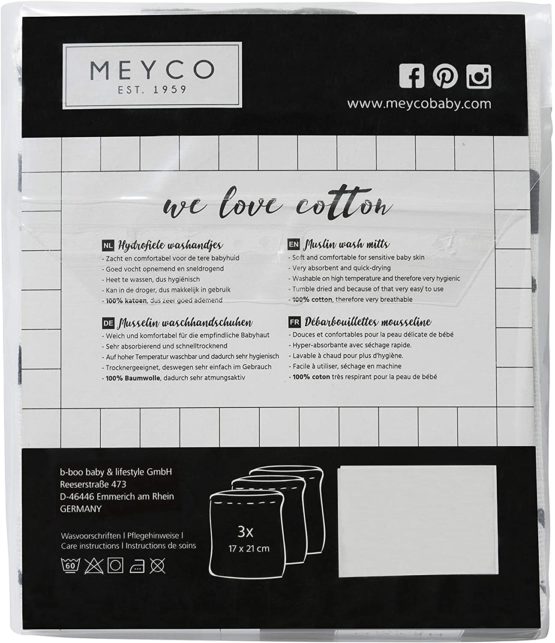 Meyco 458003 Muslin Washcloth Set 20 x 17 cm, Turquoise/Grey/Jade/White - Image 3