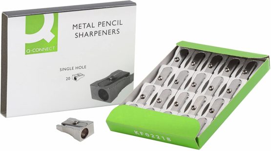 Q-Connect Metal Pencil Sharpener, Pack of 20, Silver