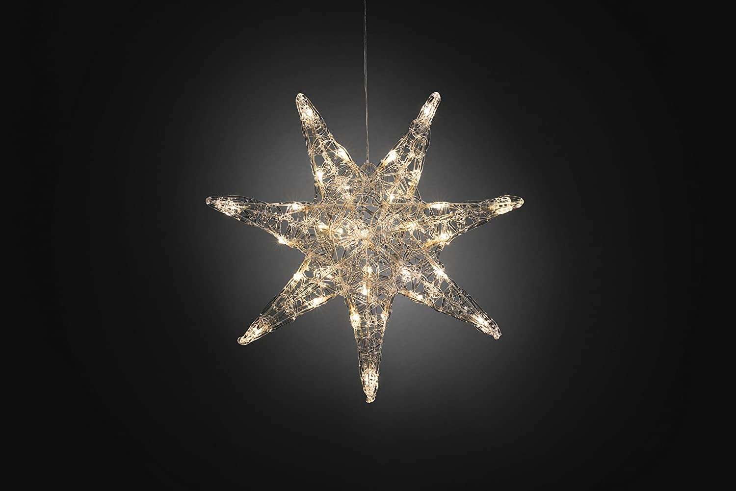 Konstsmide 6110-103 Christmas Lights / 7 Pointed Star / Indoor Christmas Light Decoration / 32 Warm White LEDs / Transparent Cable - Image 2