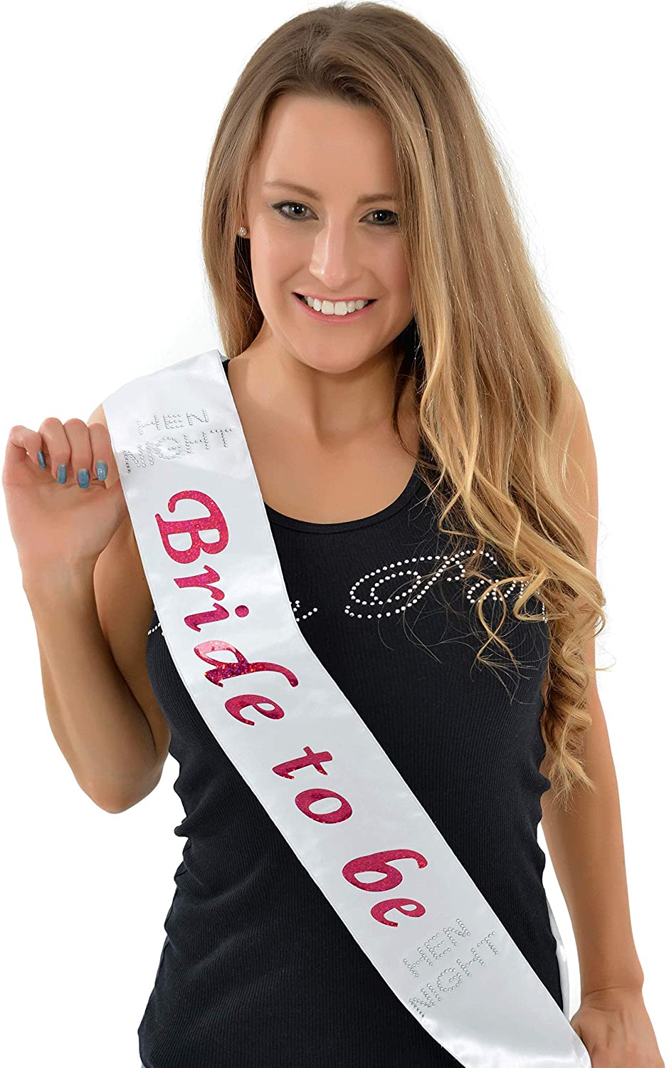 Alandra Party BTB/W Bride to Be Sash, Unisex-Adult, White, One Size