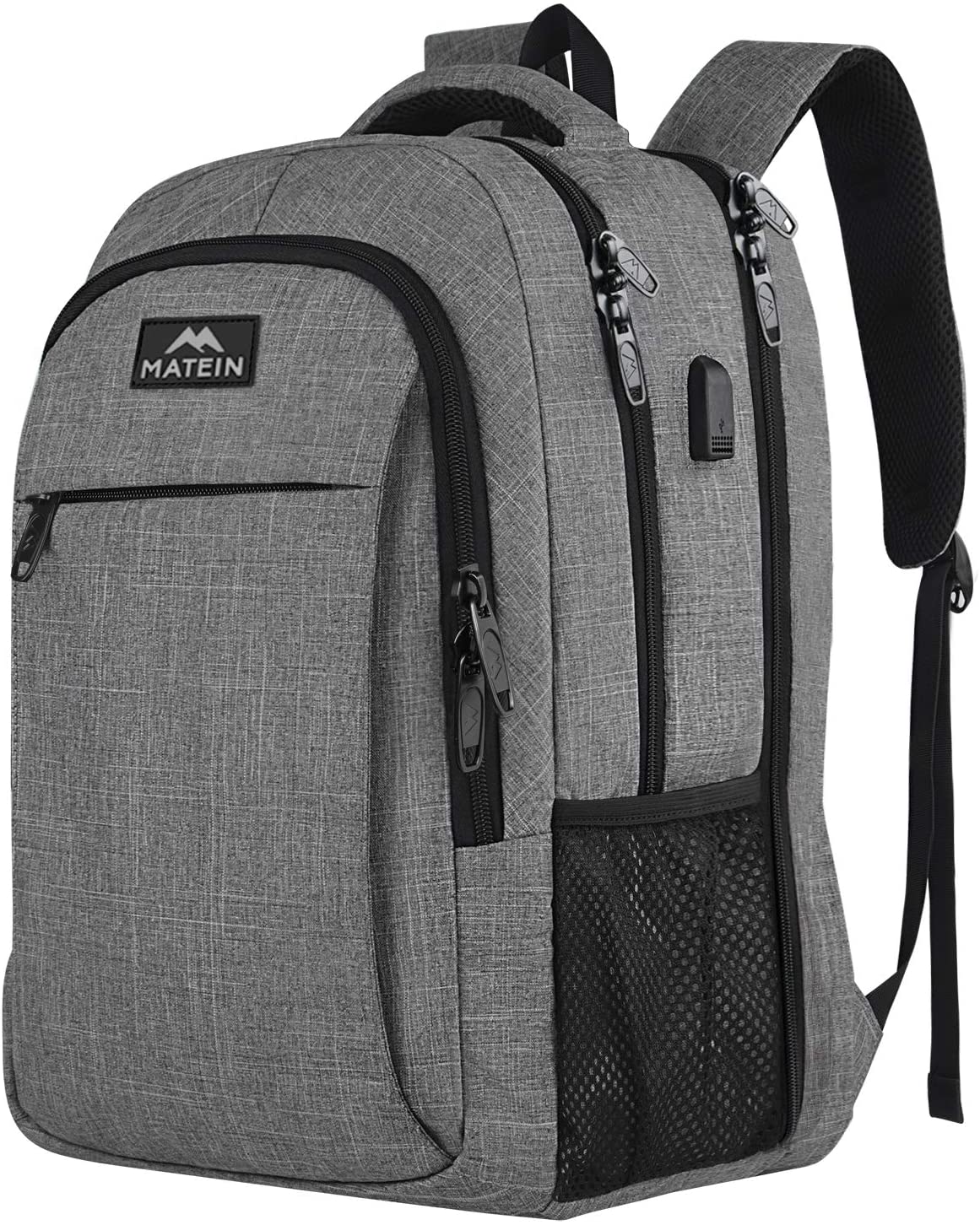 MATEIN Laptop Backpack 17.3 Inch Large Anti-Theft Backpack with USB Charging Port College Bag Daypack for Men Women Water Resistant Laptop Rucksack for Travel Work Business Office Grey