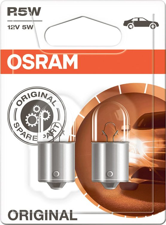OSRAM Original 12V R5W halogen auxiliary lights 5007-02B in double blister - silver/clear