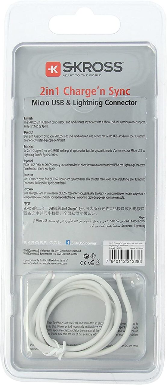 Skross Charge' n Sync Micro USB Cable, 1 Meter Micro USB Cable, Data Transfer and Charging at Faster Speed, Designed in Switzerland, 2.700202 - Image 4