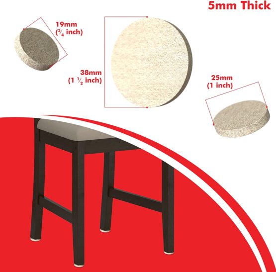 Furniture Felt Pads & Furniture Pads, Assorted Felt Pads & Clear Rubber Feet Bumpons. Chair Leg Floor Protectors with Strong Adhesion, 5mm Thick Floor Protector Pads for Increased Durability (124 Pack) - Image 3