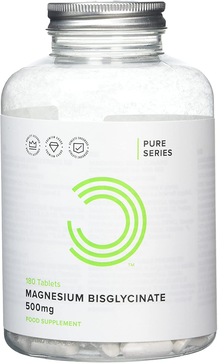 Bulk Magnesium Glycinate Bisglycinate Tablets, 500mg, 180 Tablets, High Absorption, Supports Muscle Function, Sleep