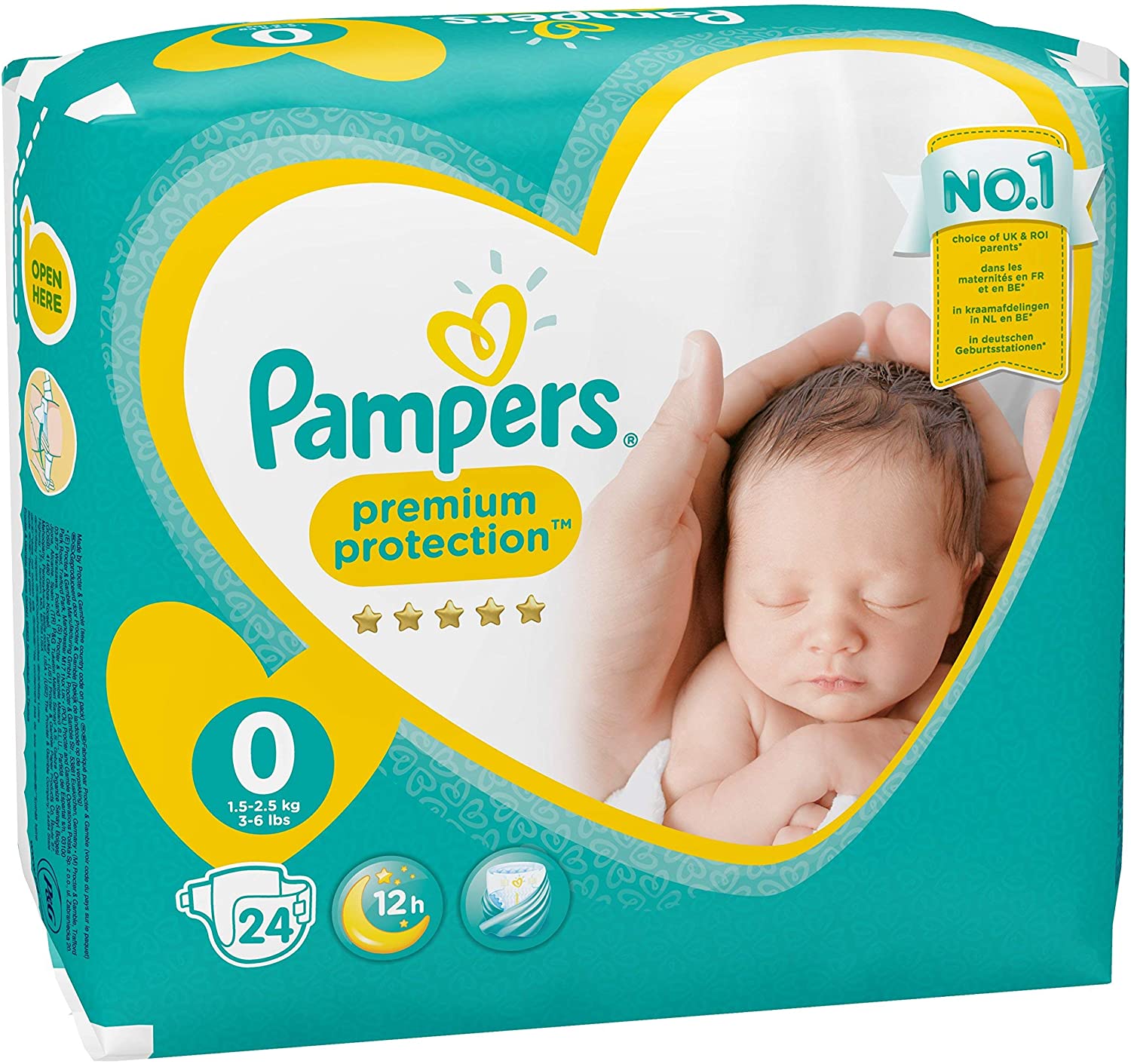 PAMPERS New Baby size 0 (1-2,5 kg) - Pack of 24 nappies, Blue