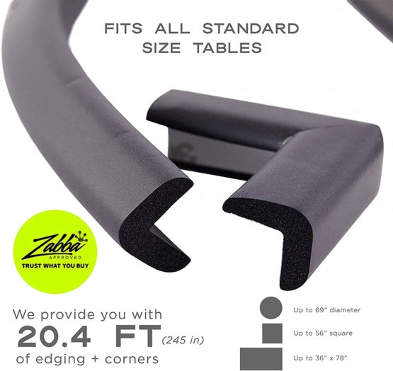 Bebe Earth Corner Protectors - [6.2m + 8 Corner Guards] Baby Proofing for Child Safety w/Edge Guards & Corners - Child Proof Your Furniture w/Pre-Taped Foam Protector - Multi Coloured - Onyx Black - Image 2