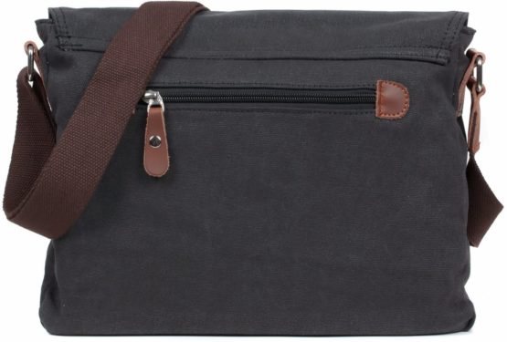 LOSMILE Mens Canvas Messenger Shoulder Bag. (Black) - Image 4