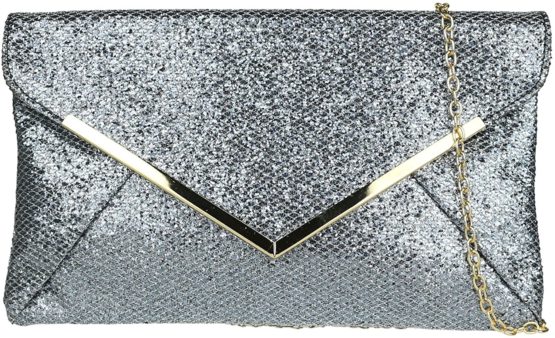 Girly HandBags Yellow Gold Glitter Clutch Bag Large Flat Ladies Sparkle Evening Metallic Prom