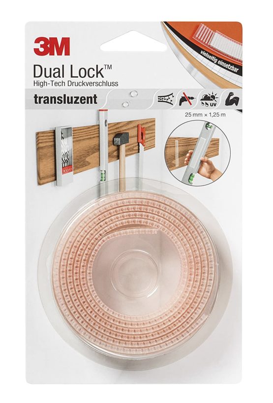 3M SJ3560 Dual Lock Reclosable Fastener, 25 mm x 1.25 m, Translucent