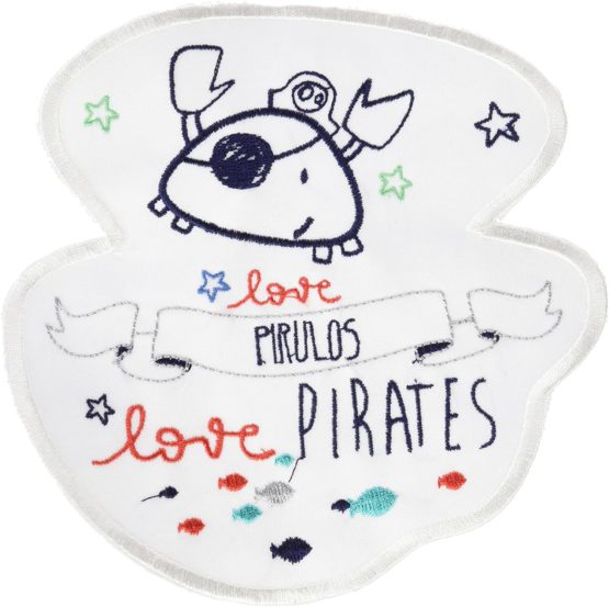 Pirulos 16213510 – Embroidered Applique Pirate Design, 32 x 90 cm, White and Grey