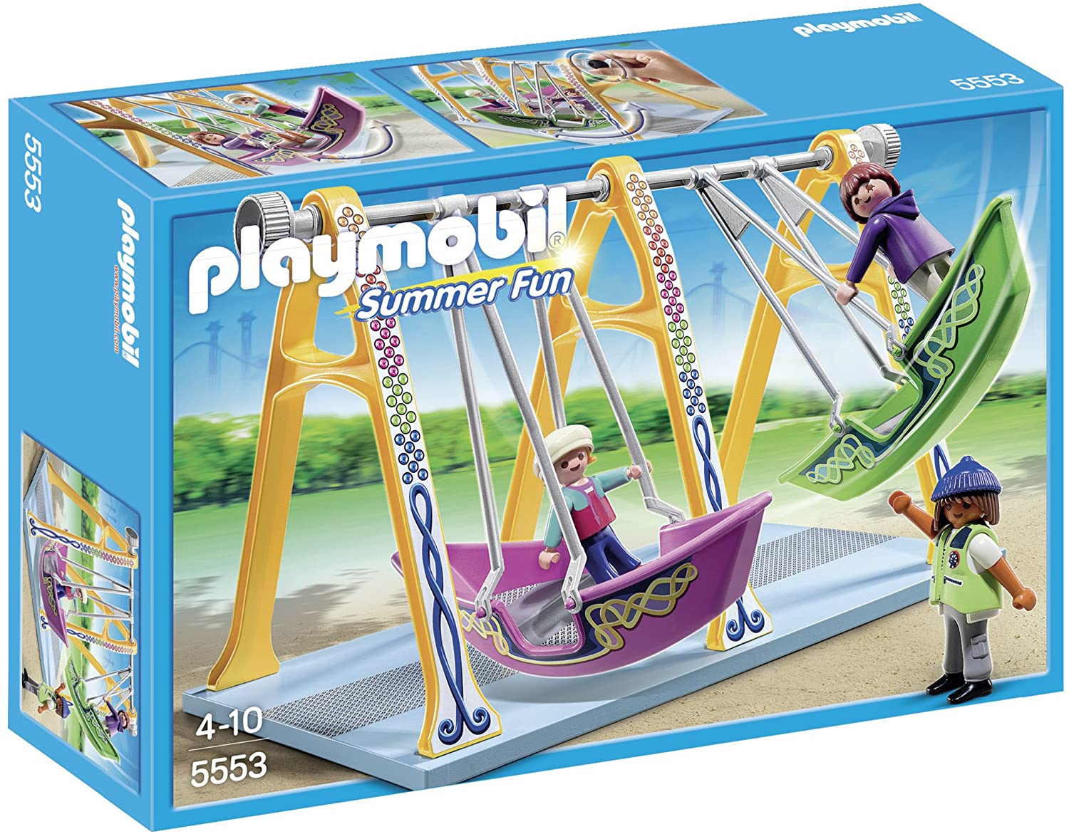 Playmobil 5553 Summer Fun Amusement Park Boat Swings, Fun Imaginative Role-Play, PlaySets Suitable for Children Ages 4+