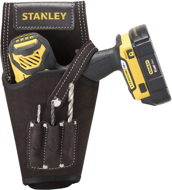 STANLEY Leather Drill Holster, 3 x Small Pockets for Drill Bits Organiser , STST1-80118 - Image 3