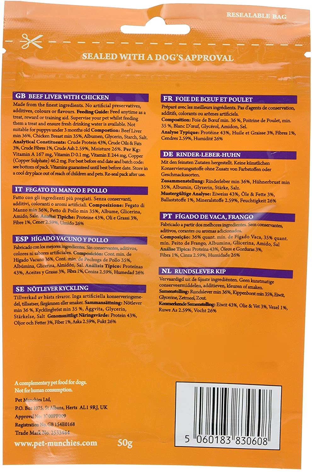 Pet Munchies Liver and Chicken Dog Training Treats, Grain Free Tasty Bites with Natural Real Meat, Low in Fat and High in Protein 50g - Image 2