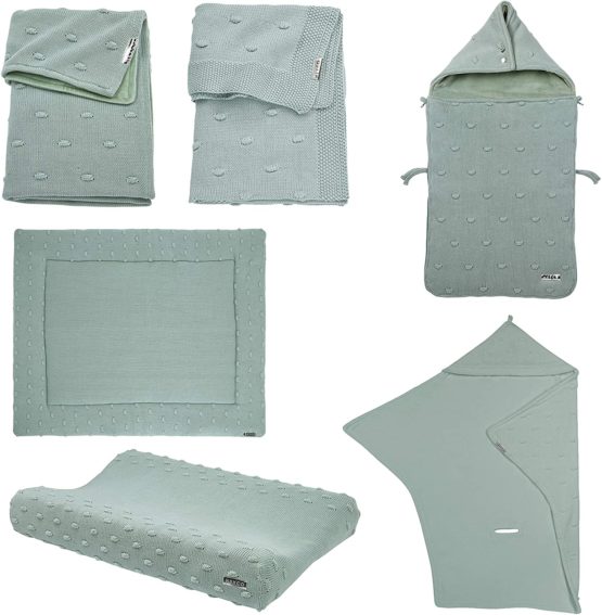 Meyco Knots 2763053a 2-Wedge Changing Mat Cover Knitted 100% Cotton 45 x 70 cm Stone Green - Image 3