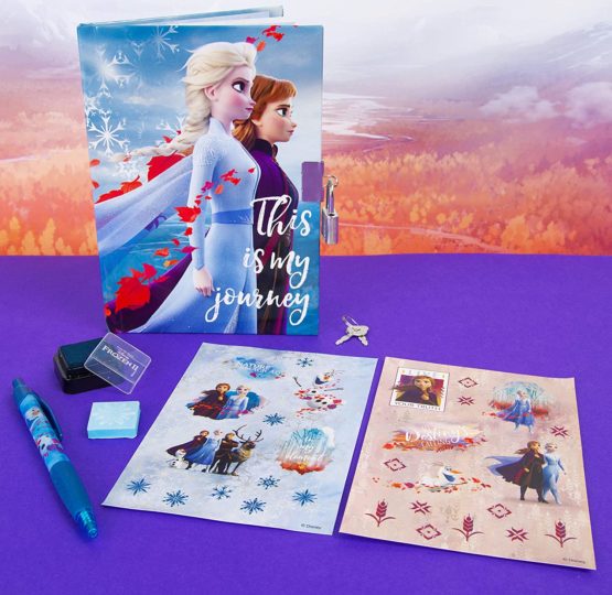 Disney Frozen 2 Secret Diary For Girls Anna and Elsa, Secret Lockable Journal Diary With Keys Includes Frozen Stickers Pen Stamper, Small Journal Notebook Stationery Set, Gifts for Girls - Image 2