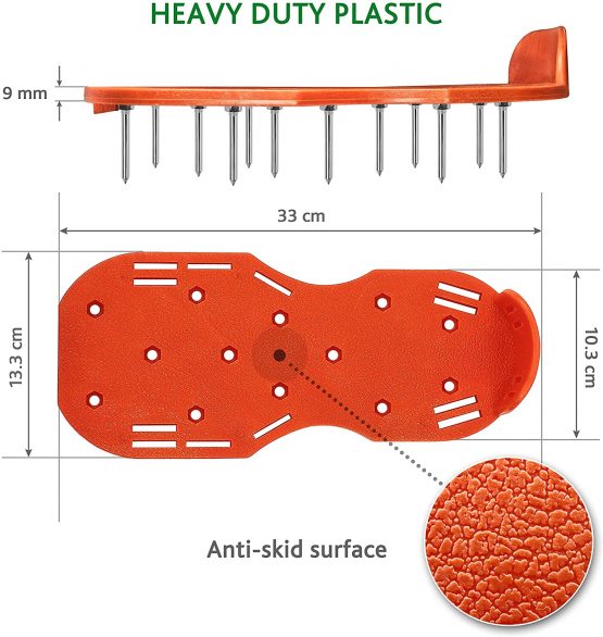 GRÜNTEK Lawn Aerator Shoes | Garden Grass Aerator Spiked Sandals | 4 Secure Adjustable Straps | Universal Size for all Shoes or Boots - Image 2