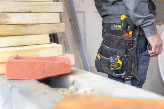 STANLEY Leather Tool Pouch, Double Pocket Storage Organiser, Hammer Loop, STST1-80114 - Image 4