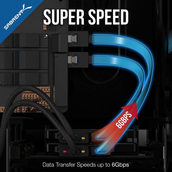 Sabrent SSD/SATA Hard Drive Connection Kit [Molex 4 Pin to x2 15 Pin SATA Power Splitter Cable and x2 SATA Cables (Data)] (CB-SDSP) - Image 4