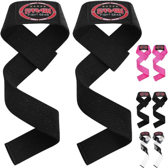 Farabi Sports Weight Lifting Gym Bar Straps No Slip With Modern Gel Flex Grips for Training, Powerlifting, Deadlift, Bodybuilding