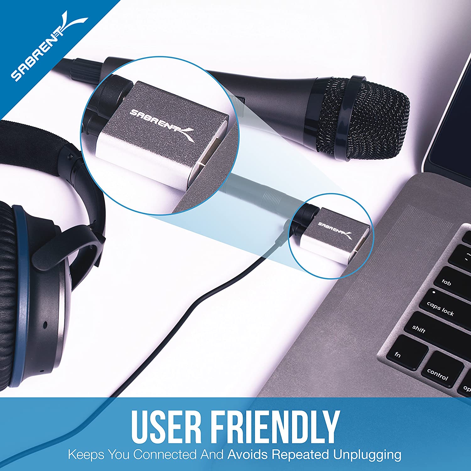 SABRENT USB Audio Adapter, External Sound Card, 3.5mm to USB Headphone Adapter, Stereo Sound with TRRS, Extension included (AU-EMAC) - Image 4