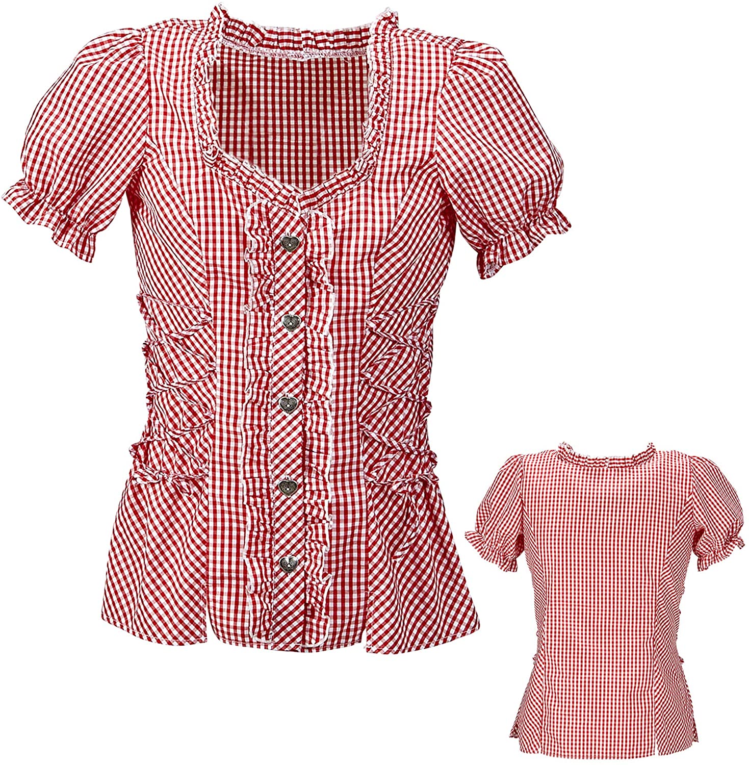 Widmann - blouse, Bavarian, traditional blouse, women's shirt, beer festival, cowgirl, sheriff, S, Red