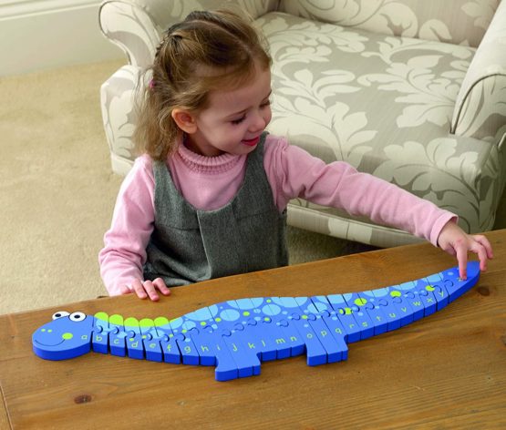 Orange Tree Toys Dinosaur Wooden Alphabet Puzzle, - Image 2