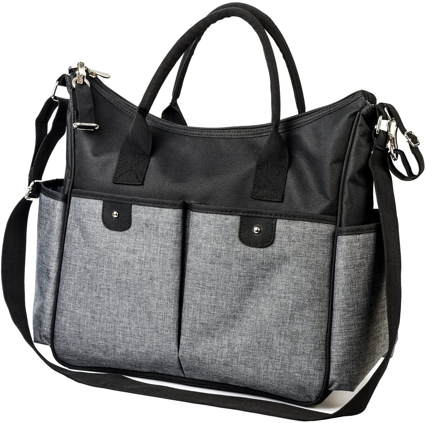 BabyOno City Multipurpose Changing Bag with Mat, Black, 39 W x 38 H x 21 D