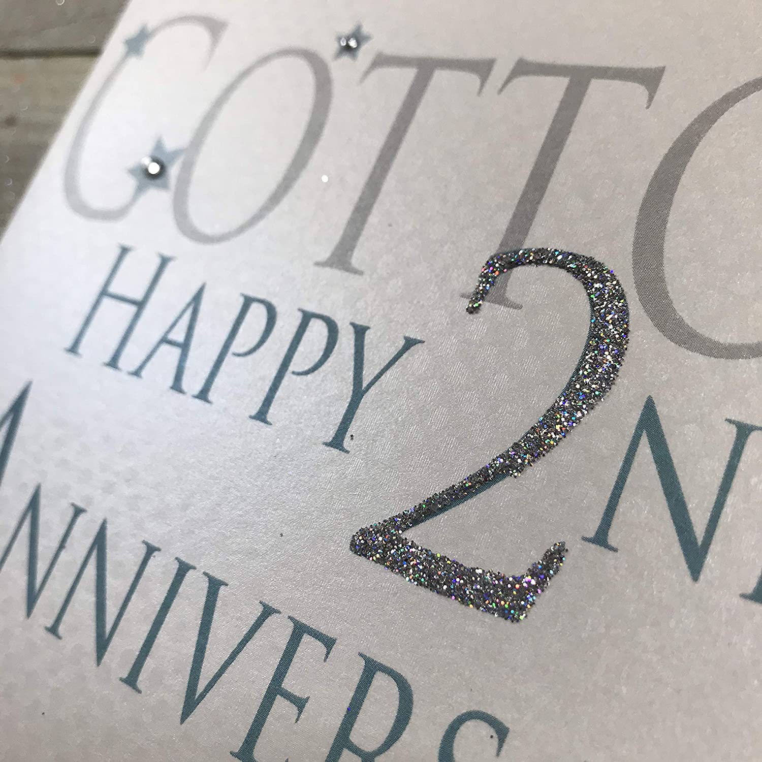 white cotton cards Cotton Happy 2nd Love On A Special Day, Handmade Anniversary Card (Code AW2), 16x16xm - Image 3