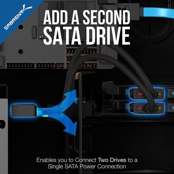 Sabrent SSD/SATA Hard Drive Connection Kit [Molex 4 Pin to x2 15 Pin SATA Power Splitter Cable and x2 SATA Cables (Data)] (CB-SDSP) - Image 3