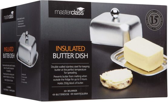 Kitchen Craft "MasterClass" Insulated Butter Dish, Silver - Image 2