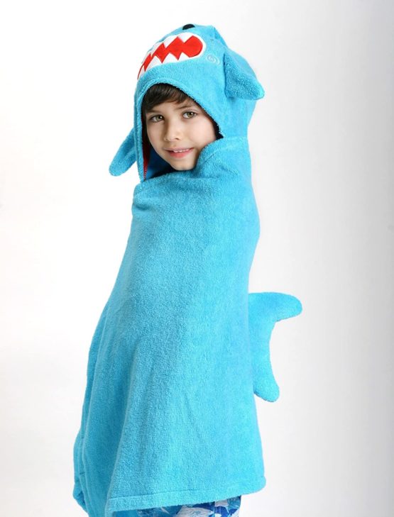 Zoocchini 100 Percent Cotton Kids Hooded Towel, Sherman the Shark - Image 2