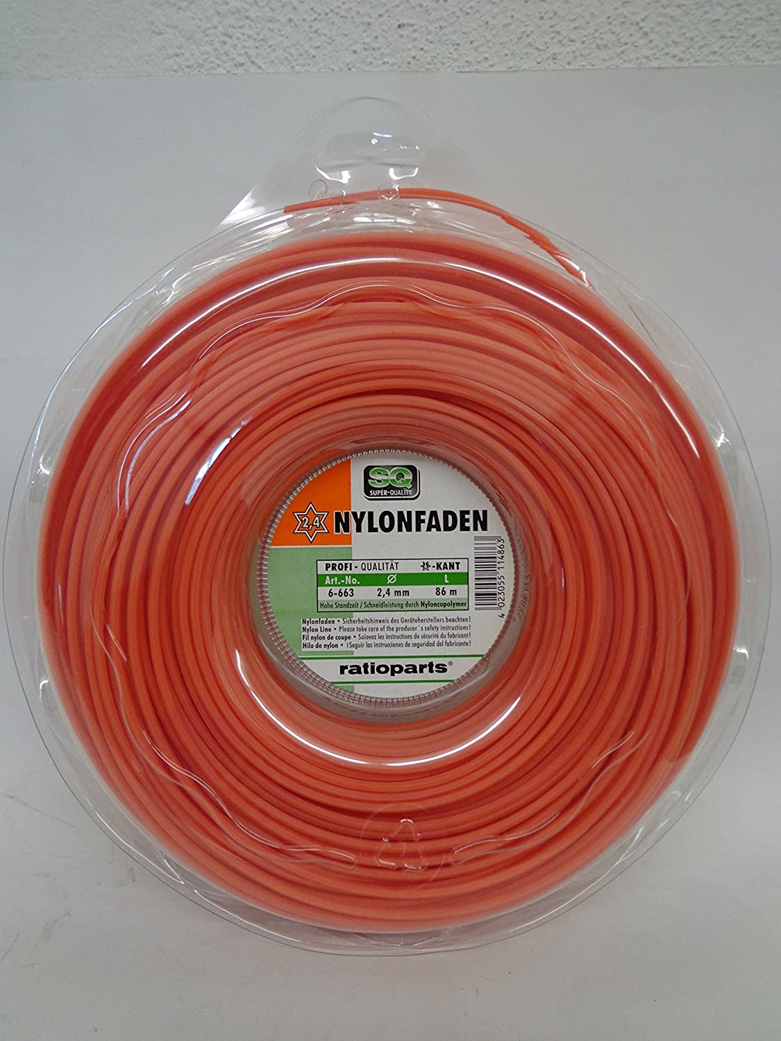 Copolymer Trimmer Line 2.7 mm 70 m Hexagonal Nylon Thread, Orange, Standard