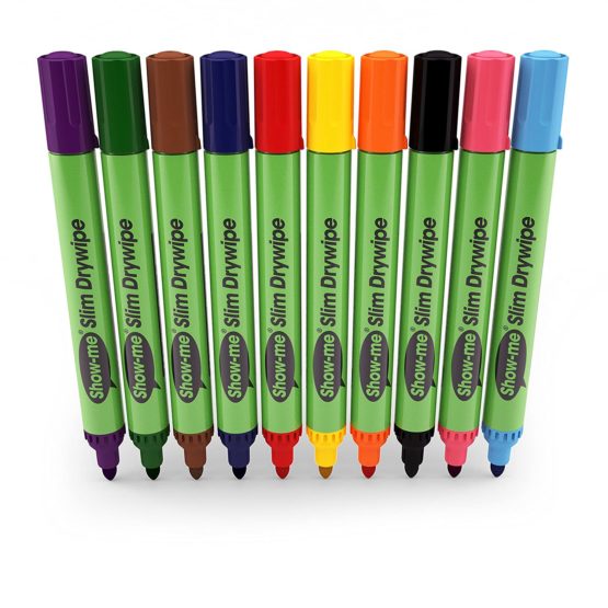 Bullet Tip Dry-wipe Markers, Pack of 10 Assorted Colour Whiteboard Pens - Image 2