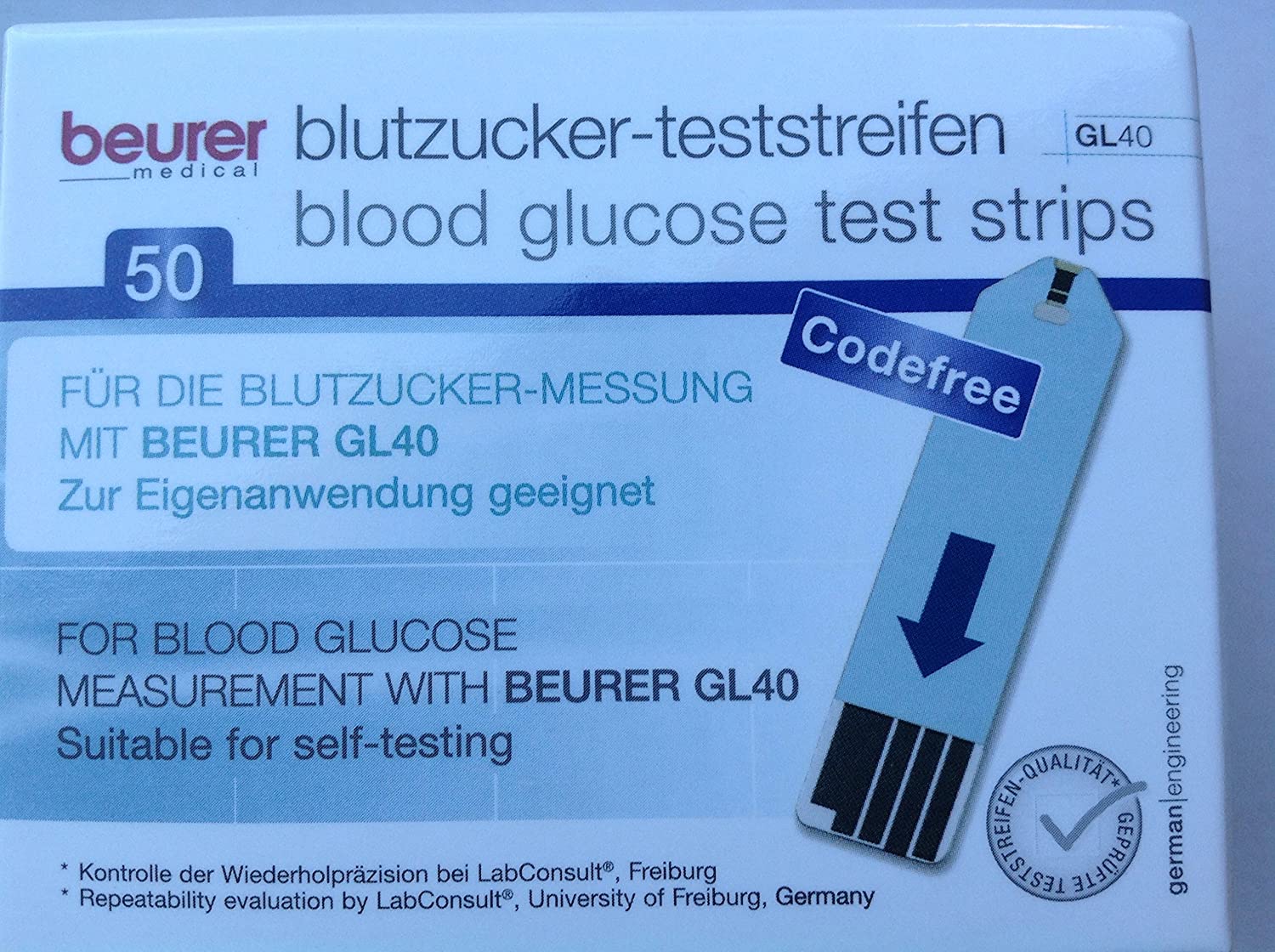 Beurer Glucose Test Strips (for use with GL 40), 50 Pieces, White, 50 Stück (1er Pack) - Image 2