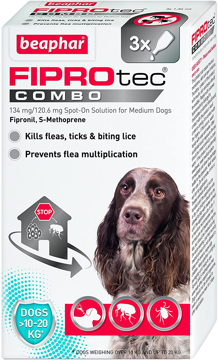Beaphar, FIPROtec® COMBO for Medium Dogs (10-20kg), 3 pipettes, Kills Fleas, Flea Eggs, Flea Larvae & Ticks - Image 2