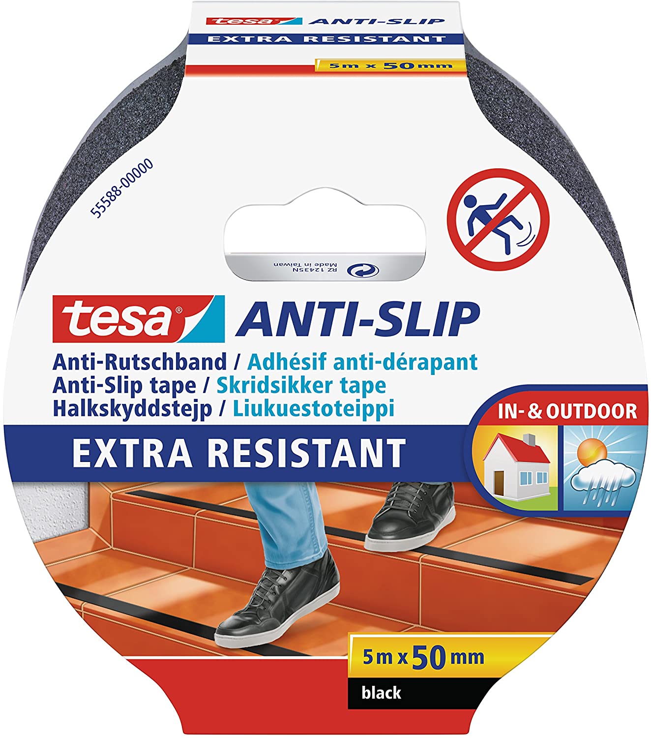 tesa Anti-Slip Tape, Black, 5m x 50mm