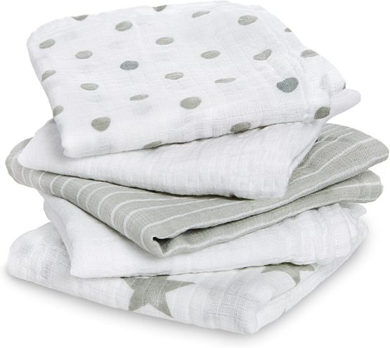 aden + anais essentials 100% Cotton Muslin Musy Squares, Multi-use Baby Cloths for Girls & Boys, 60x60cm, Ideal Newborn & Infant Nursing Set, Perfect Shower Gifts, 5 Pack, dusty