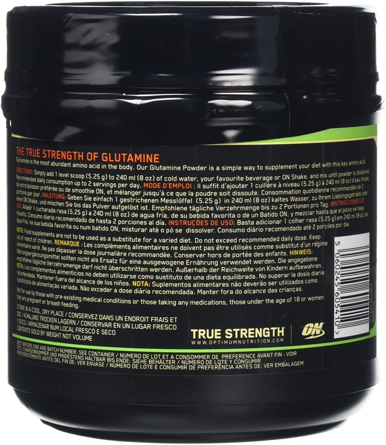 Optimum Nutrition Glutamine Powder, l-Glutamine Amino Acid Powder, Food Supplement, Pre and Post Workout Shake, Unflavoured - Image 2