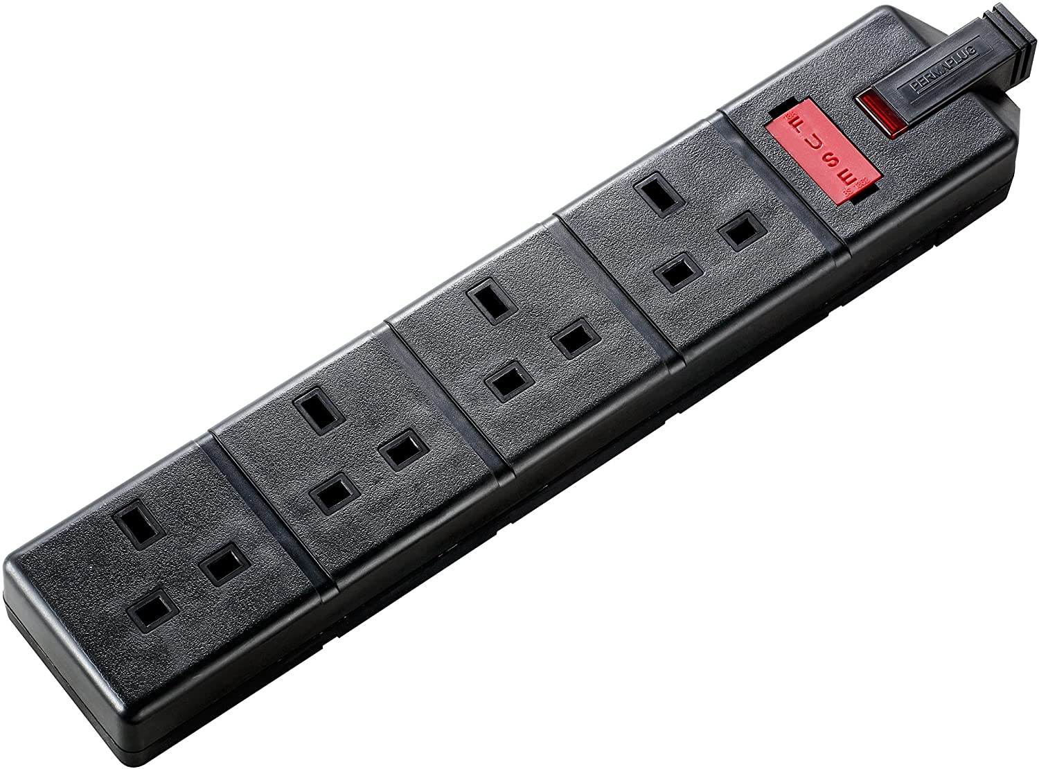 Masterplug ELS134B-01 Permaplug Four Socket Trailing Socket With Power Indicator, Without Plug And Cable, 13 Amp, Black