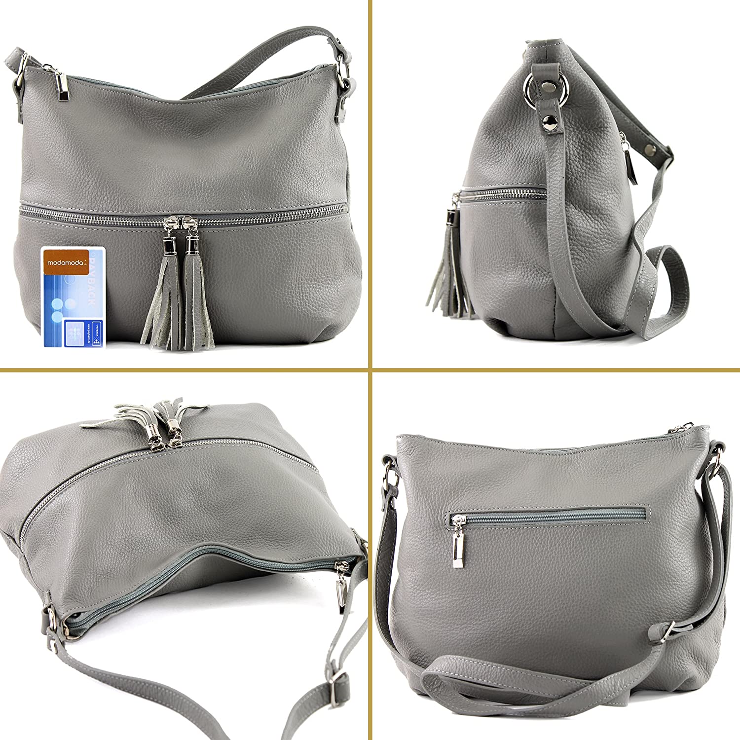 modamoda de - ital. Leather bag Leather bag Shoulder bag Leather T159 - Image 3
