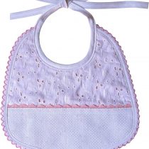 Filet Baby Girls Am664r Pink Bib with Broderie Aglaise Anglaise, One Size
