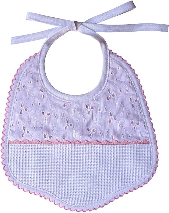 Filet Baby Girls Am664r Pink Bib with Broderie Aglaise Anglaise, One Size