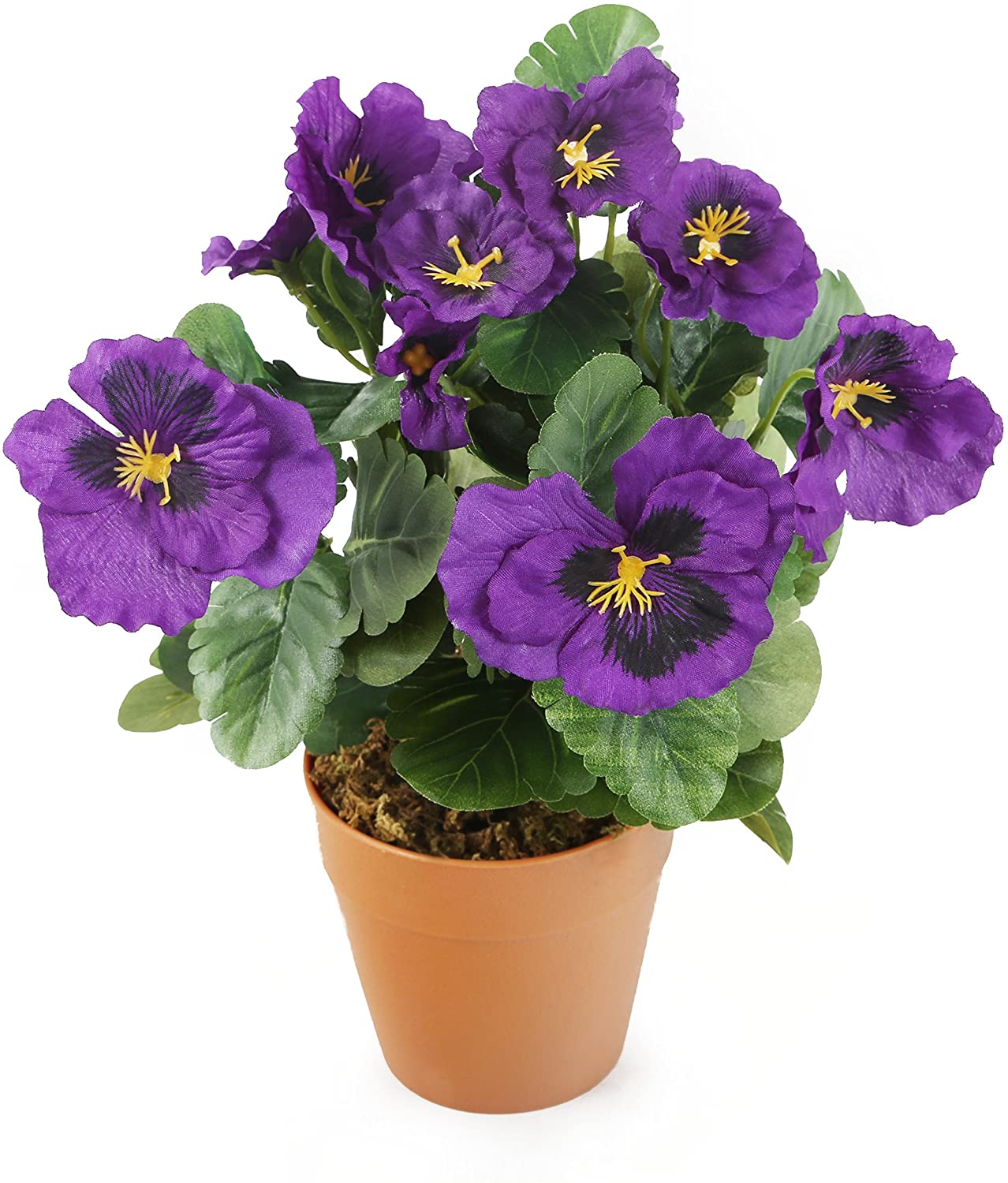 Closer2Nature Artificial 30cm Purple Pansy Plug Plant, Bedding Plant Bunch for Indoors in Home Office or Outdoor Foliage in Garden