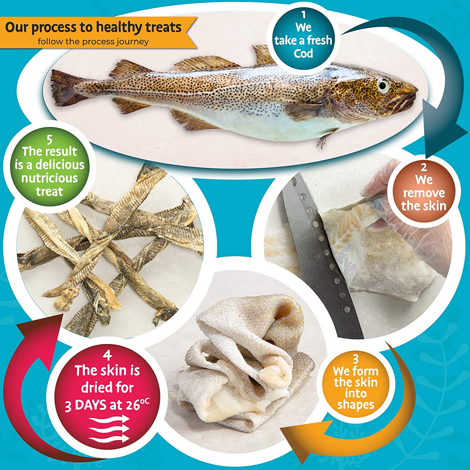 SKIPPER'S Fish Skin Twists Short Dog Chews for Teeth 200g- Handmade & Gently Air- Dried - Image 4